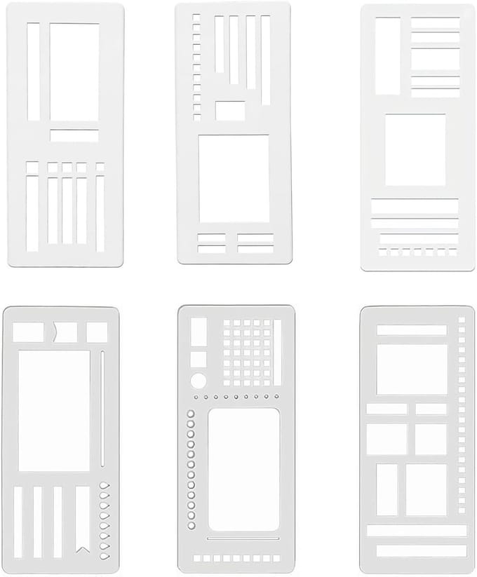 Handgemaakte Flexibele Sjablonen Set van 6 Stuks voor Planner, Puntrooster, Checklist en Dozen