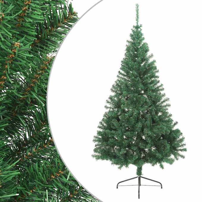 vidaXL - Kunstkerstboom - met - standaard - half - 210 - cm - PVC - groen