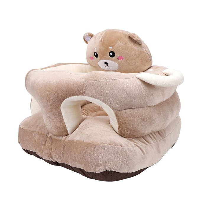 Siège Auto Bébé Peluche Mignon Animal Dessin Animé Support Dorsal Bébé Chaise de Sol Bébé Canapé pour S'asseoir Ours beige