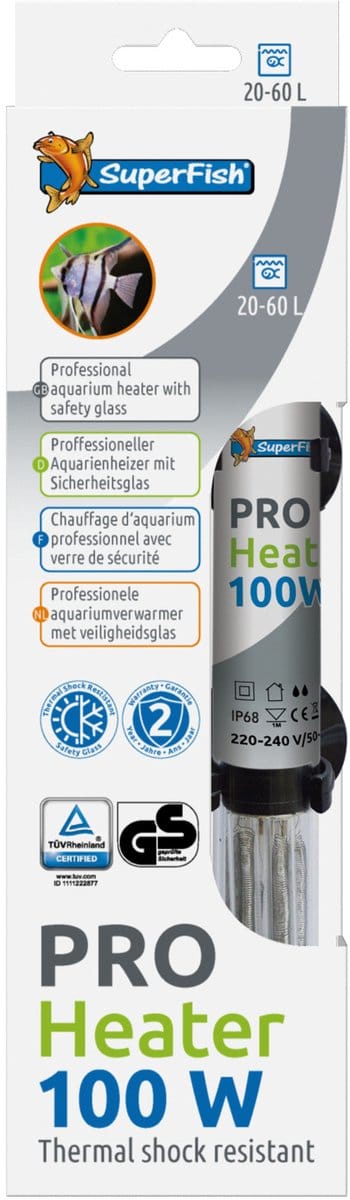 SuperFish Professionele Aquariumverwarmer - met Veiligheidsglas - 100 W - 30-60 L