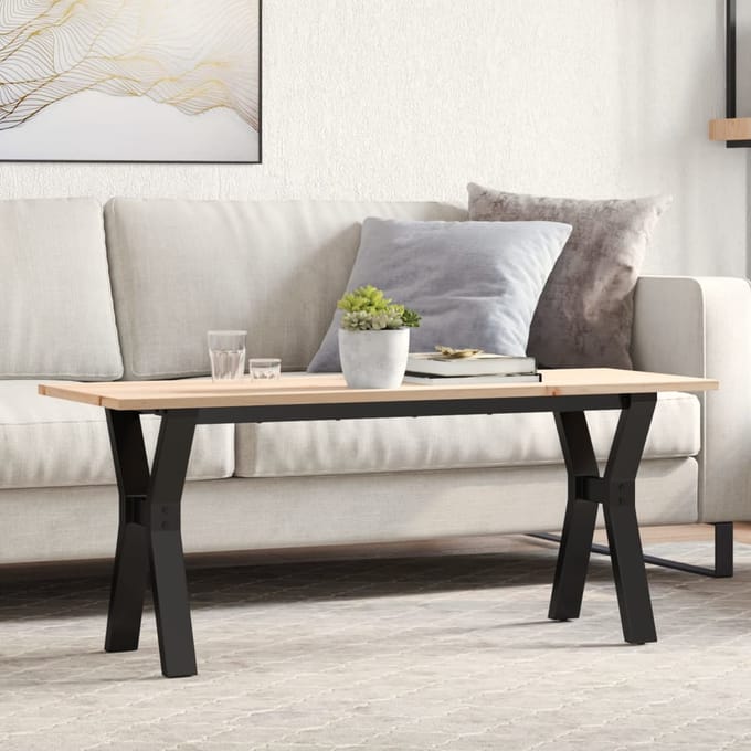 vidaXL - Salontafel - Y-frame - 110x40x45 - cm - massief - grenenhout - en - staal