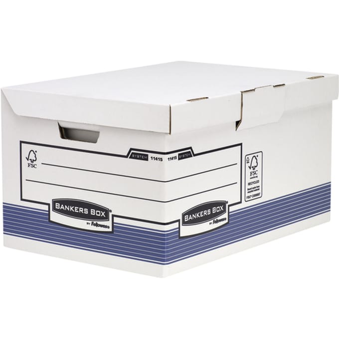 Archiefdoos Bankers Box System fold flip top maxi wit blauw
