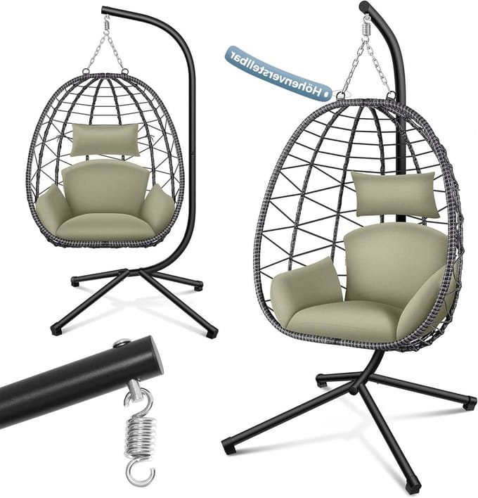 Egg Hangstoel - Hangstoel met Standaard - Chair voor Binnen en Buiten - Interieurstijl