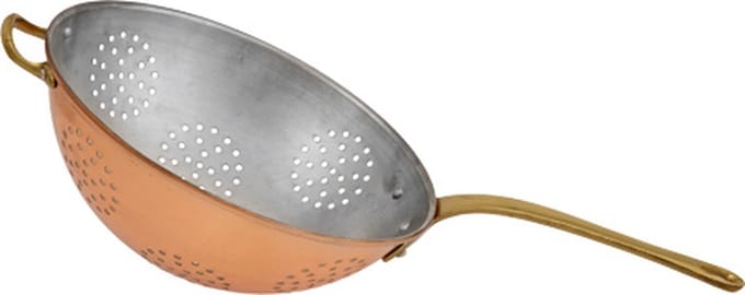 Vergiet, Zeef - met vertinde binnenkant bevat een messing handvat, 17 cm