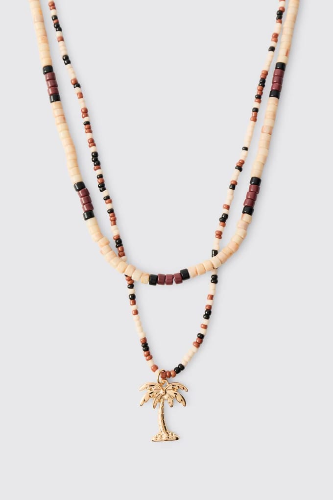 Palm Tree Beaded Necklace | Gold