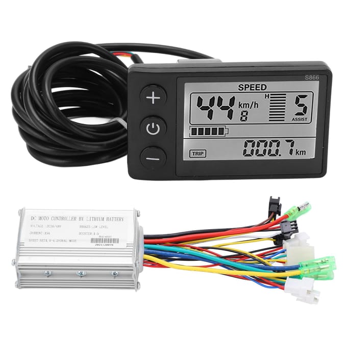 36V 48V 250W 350W 15A Borstelloze Motor Controller LCD866 Display Paneel Elektrische Fiets Borstelloze Controller Kit gray