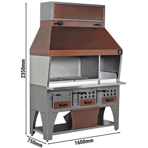 GGM Gastro Wand-Holzkohlegrill - 1,6 m Zilver / Koper