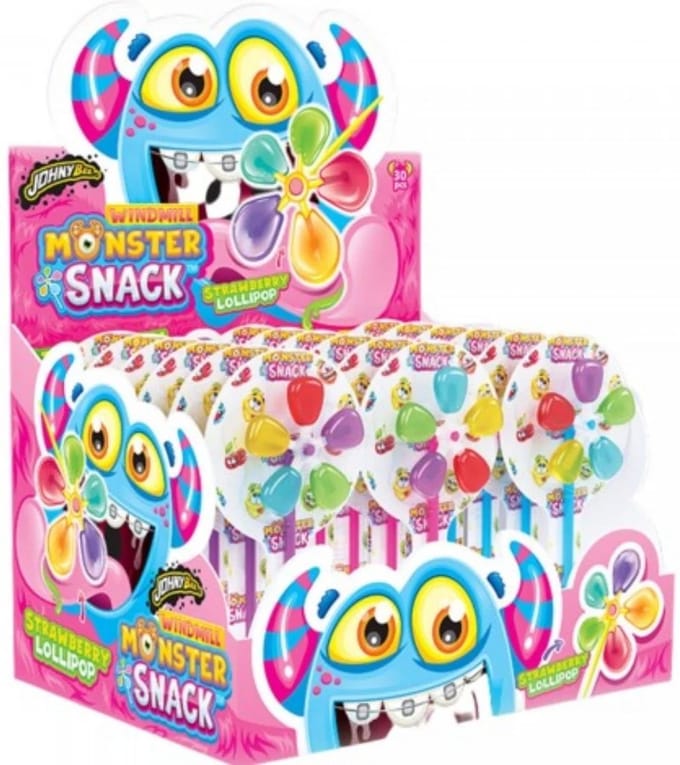 Monster snack windmolen snoep Johny Bee 30x 16 gram