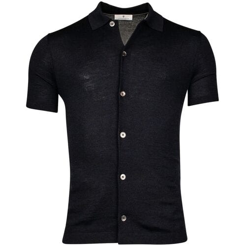 Thomas Maine Vest Fine Merino Short Sleeve Overshirt Button Cardigan Navy / male