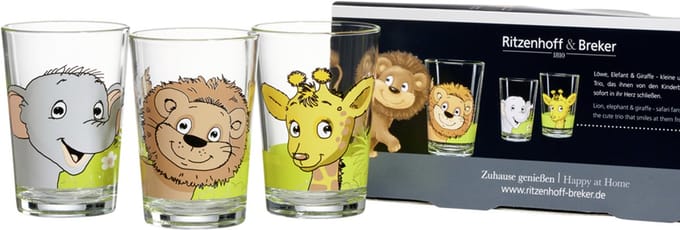 Kindergläser Dschungeltiere 205 ml Set van 3