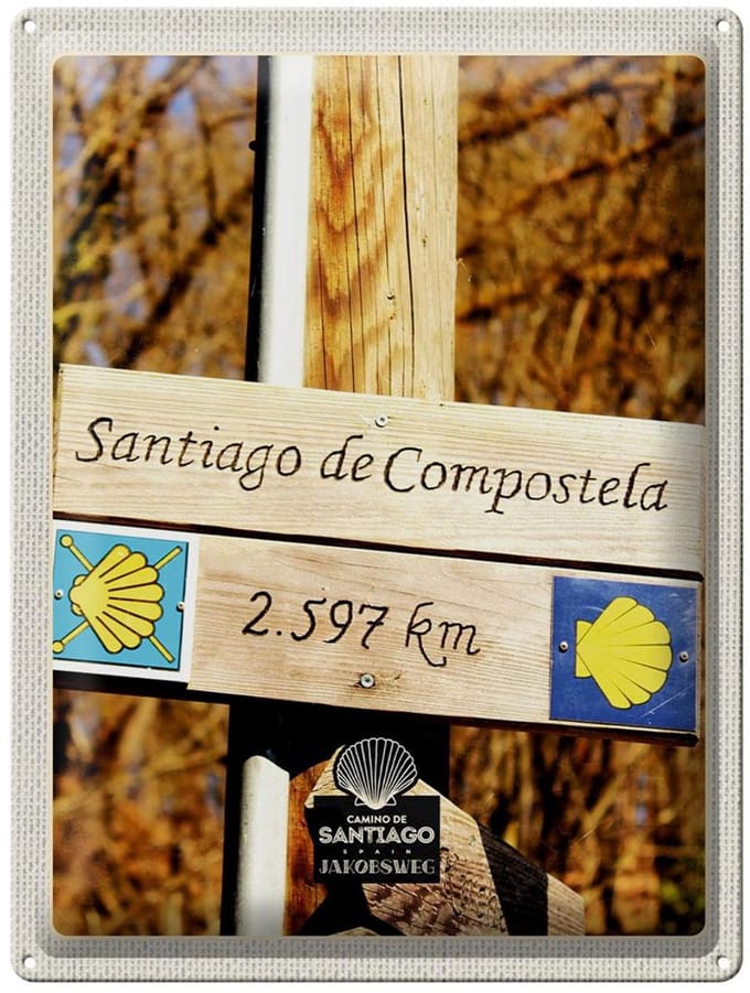Blechschild Reise 30x40cm Spanien Santiago de Compostela Urlaub