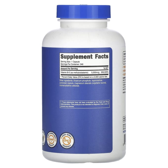 Vitamine B12, 5.000 mcg, 240 Capsules