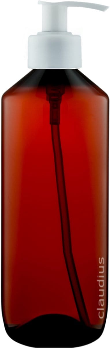 Lege Plastic Fles 500 ml amber met Witte pomp - set van 10 stuks