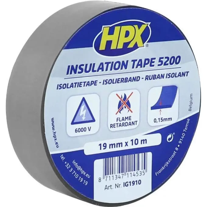 PVC isolatietape - grijs 19mm x 10m