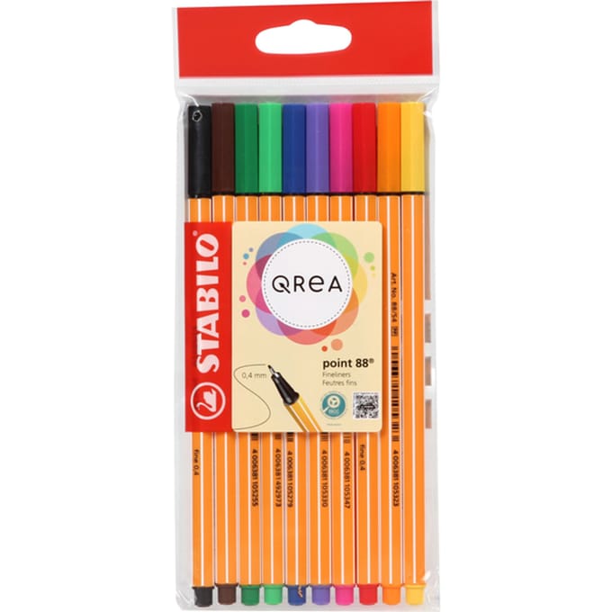 Fineliner STABILO Point 88/10 Qrea Edition fijn assorti 10 stuks