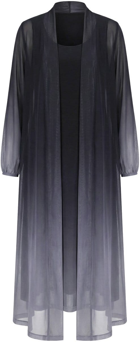 MIAMODA - Dames - Jas rechte pasvorm mesh met kleurverloop - Zwart - Maat 48