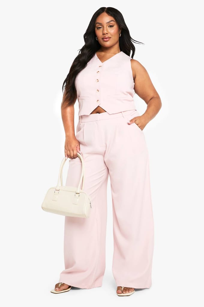 boohoo Dames Plus op maat gemaakt button-down vest | Pink | Maat: 28