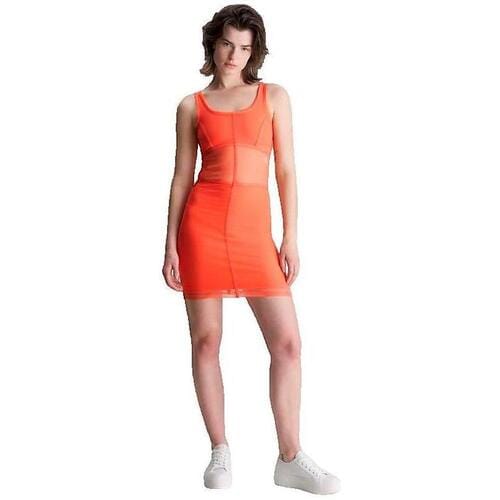 Korte Jurk Calvin Klein Jeans Robe Jeans slim orange
