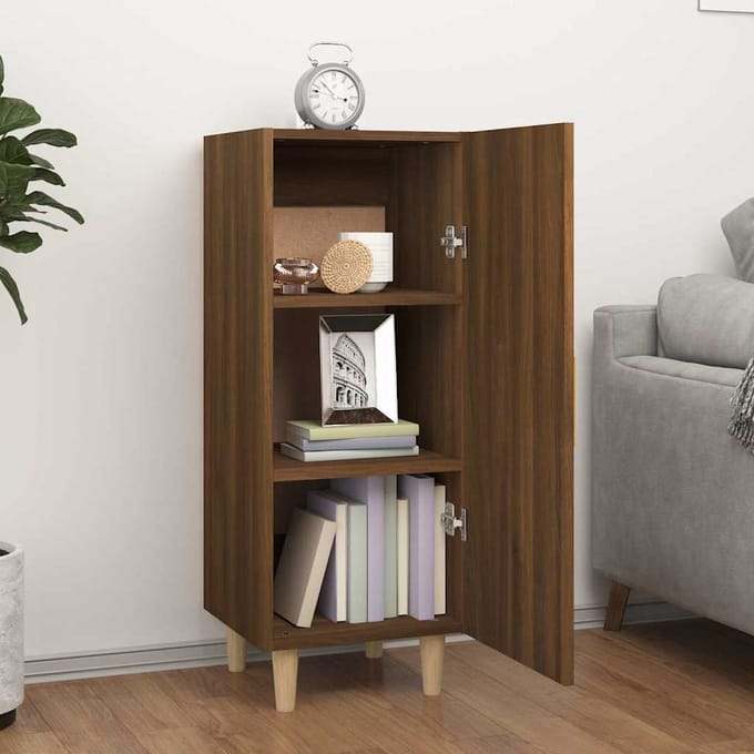 vidaXL - Dressoir - 34,5x34x90 - cm - bewerkt - hout - bruin - eikenkleur