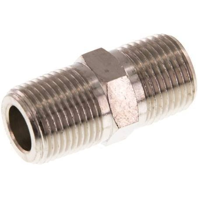 3/8'' NPT x R 3/8'' Vernikkeld Messing Borstnippel 60 Bar