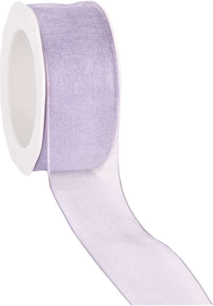 Wired organzalint Lavendel – 38 mm × 20 m – Organza