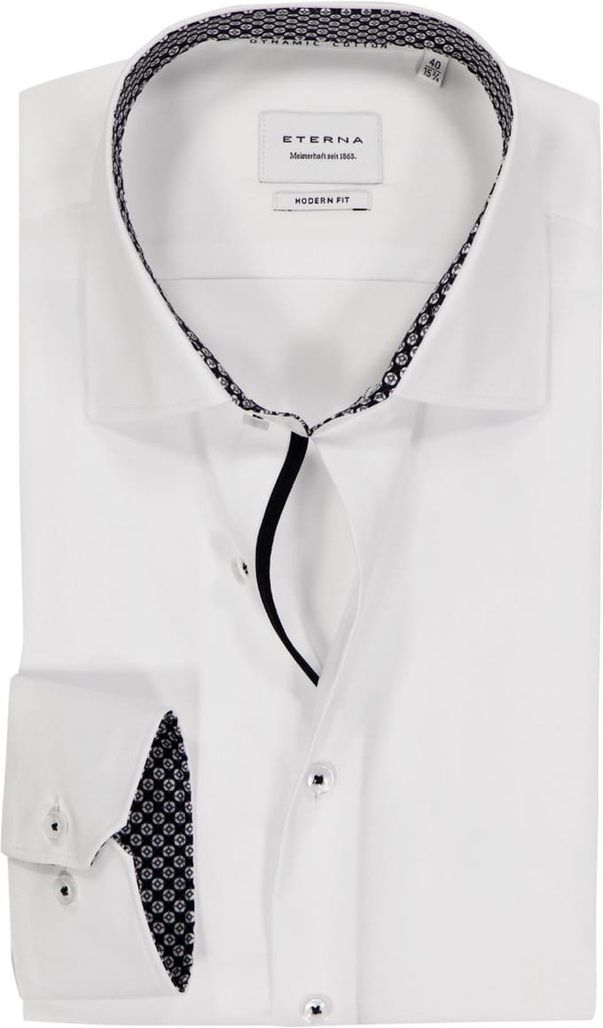 ETERNA modern fit overhemd - popeline - wit - Strijkvrij - Boordmaat: 46