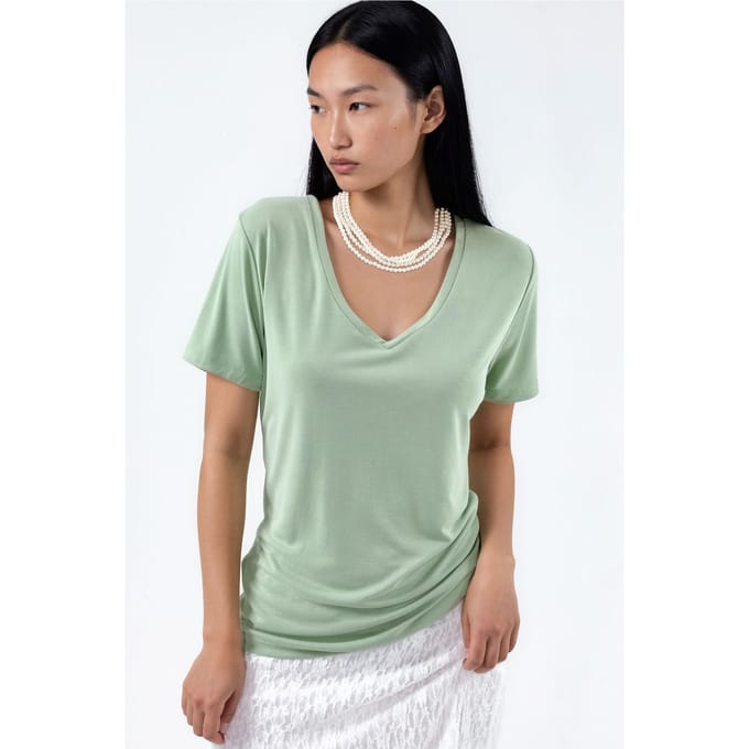 V-hals Korte Mouw Modal Blouse