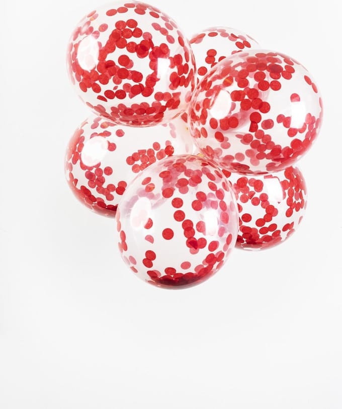 Confetti ballonnen Rood 30cm | 6 stuks