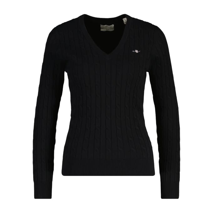 GANT Gebreide trui STRETCH COTTON CABLE V-NECK