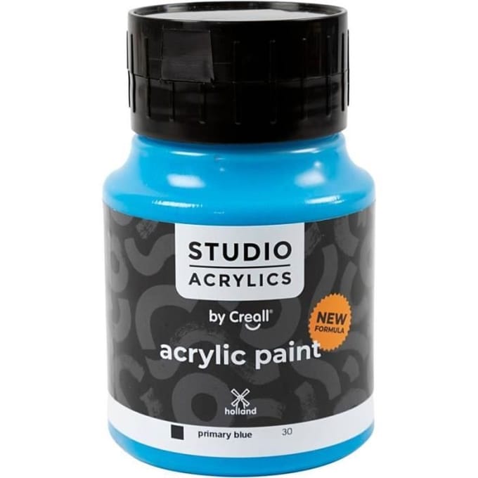 Acrylverf - Blauw Primary Blue (#30) - Dekkend - Creall Studio - 500ml - 1 fles