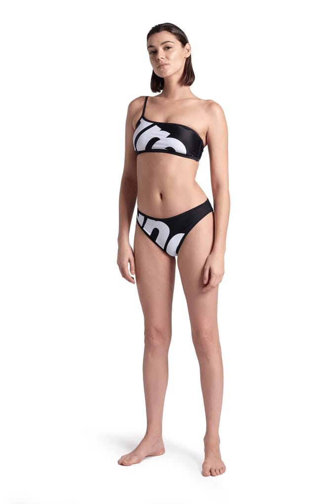 Arena Women's  Logo Single Shoulder Bikin White Multi-black-b Größe: XL | Bikinis Outlet | Damen | Weiß
