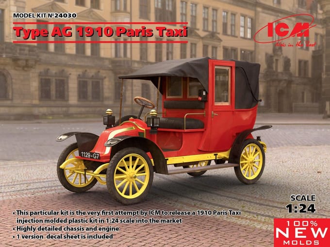 ICM Modelbouwpakket Militaire voertuigen - 24030 Type AG 1910 Paris Taxi Plastic - 1:24 - Modelbouw