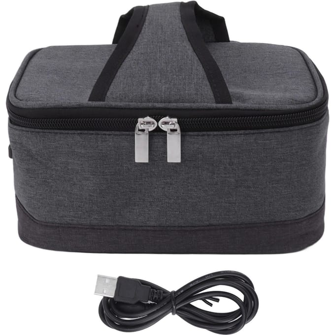 Boîte à lunch électrique portable, chauffe-aliments, sac isolant à chauffage constant USB, sac à lunch chauffant gris clair