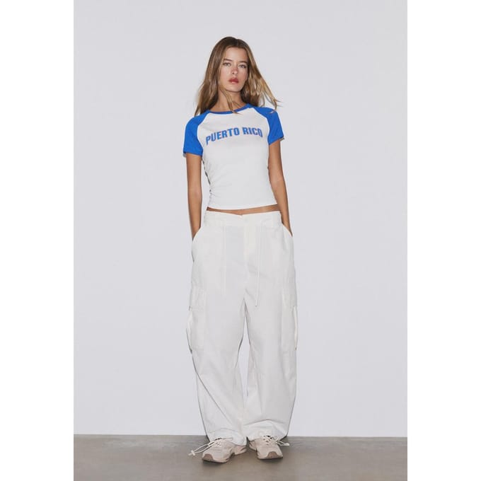 Stradivarius T-shirt met korte mouw en print  Ecru M