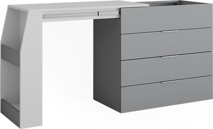 Vicco Knutseltafel Iva, Grijs, 98.5-167.5 x 80 x 47 cm uitklapbaar, 4 laden