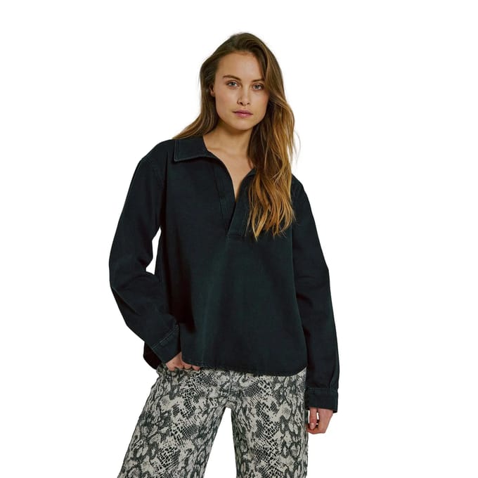 V-hals spijkerblouse dames Norr Hannali