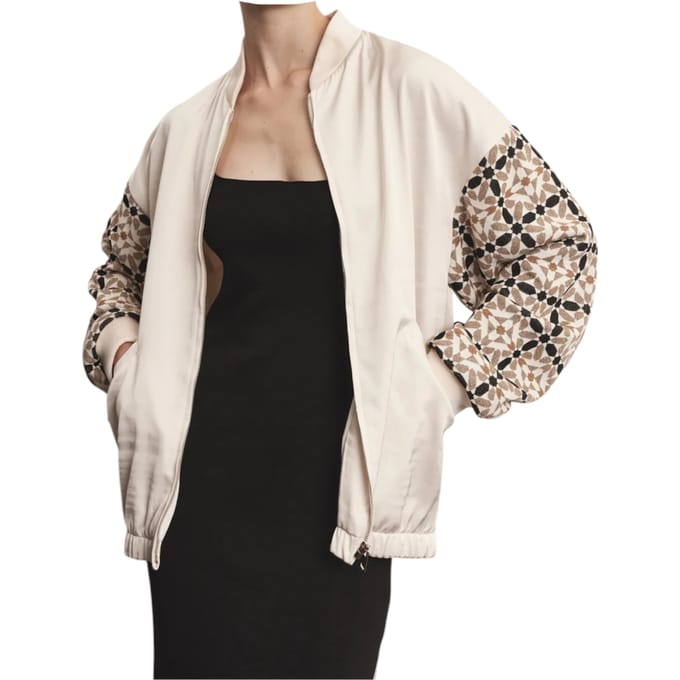 Bomber cream vrouw Akep met gebreide mouwen