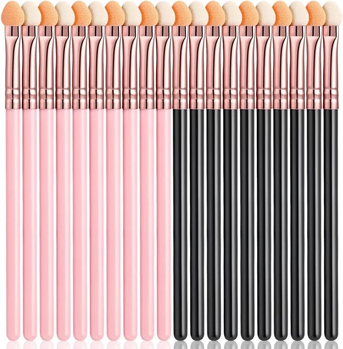 Oogschaduw-applicators set van 20, herbruikbare make-upkwasten met spons en handgreep, perfect voor oogmake-up en blending