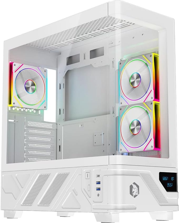 Krachtige Gaming PC Behuizing met Digitale Display en ARGB Fans - ATX/Micro-ATX/ITX Ondersteuning