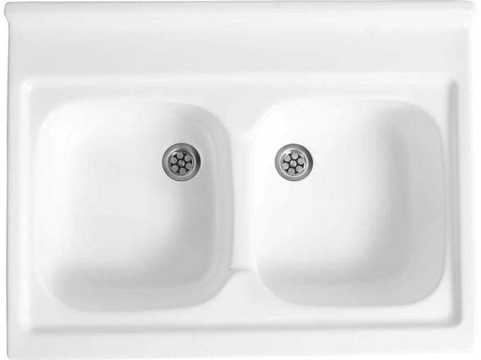 Polimat - Akrylaat Keukenzink - 2-Compartimenten - Anti-bacteriële Coating - Sneeuwwit