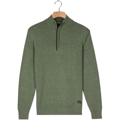 Baileys Trui Cotton Half Zip Allover Two-Tone Dark Forest / male