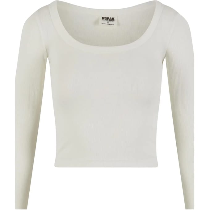 Urban Classics - Organic Rib Jersey Wide Neck Crop top - 3XL - Gebroken wit