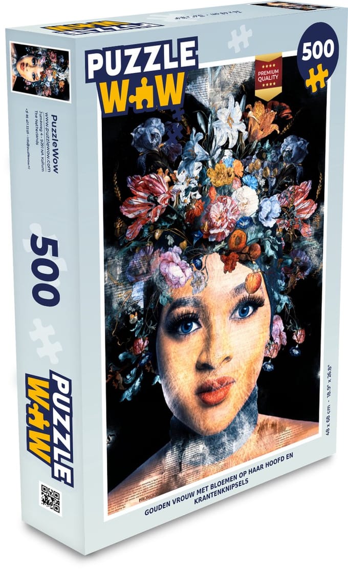 Puzzel Vrouw - Bloemen - Verf - Legpuzzel - Puzzel 500 stukjes
