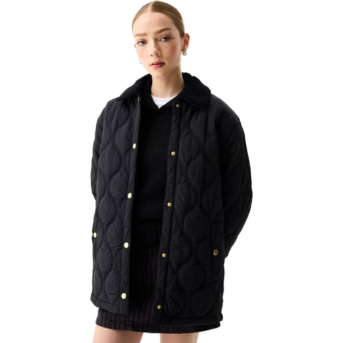 Hunter Witton Gequilte Shacket Dames Zwarte Gequilte Jassen