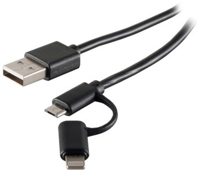 USB Lade-Sync Kabel 2in1,Micro + 8-pin Stecker 1m