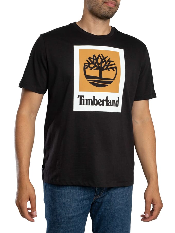 Timberland Gekleurd Kort Grafisch T-Shirt, Zwart