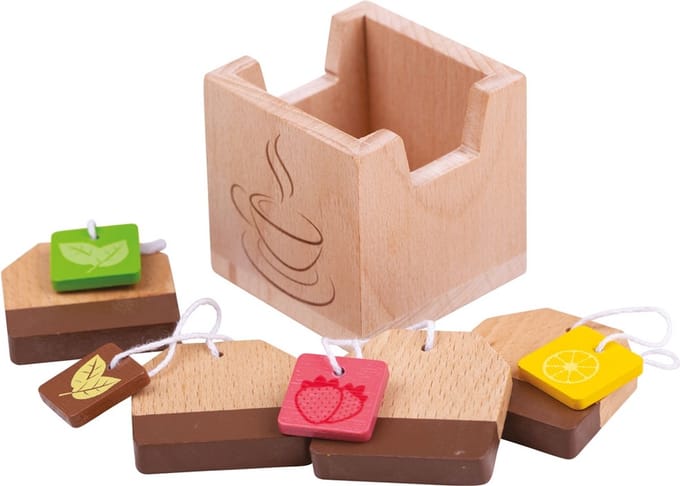Bigjigs Wooden Tea Bags in Tray - 5 pcs.
