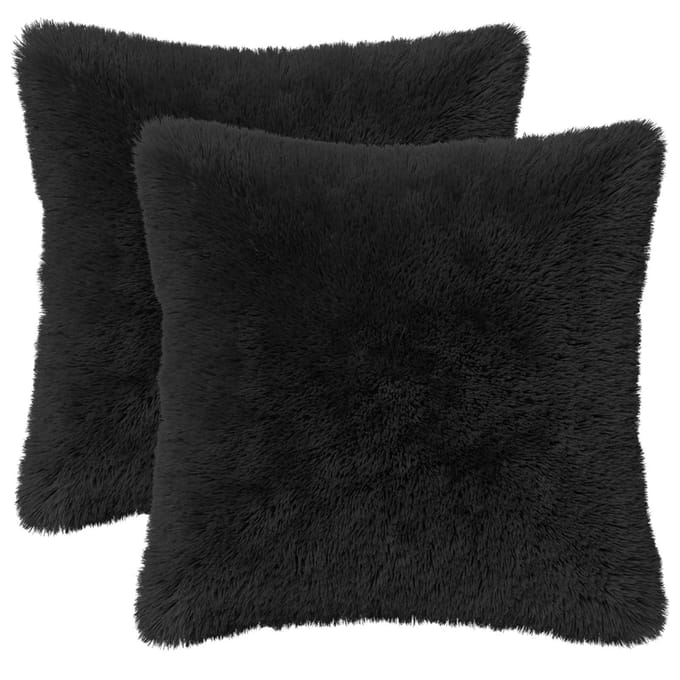 vidaXL - Kussensloop - 2 - pcs - HEERLEN - Zwart - 30 - x - 30 - cm - PV - Fleece