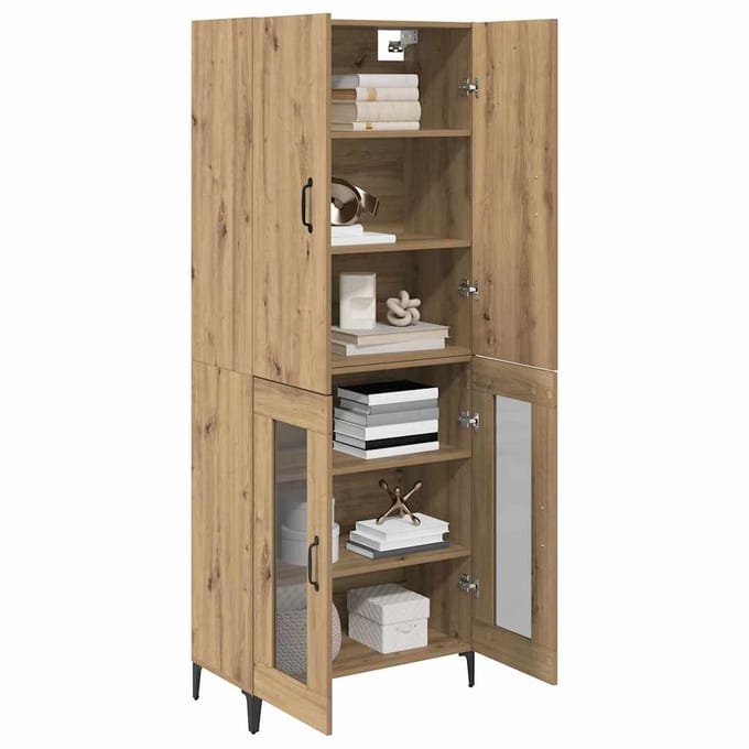 vidaXL - Highboard - Artisan - Eiken - 69,5 - x - 34 - x - 180 - cm - Bewerkt - hout