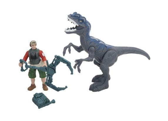 Dino Valley dinosaurus met figuur en acc - Grijs Dinosaurussen